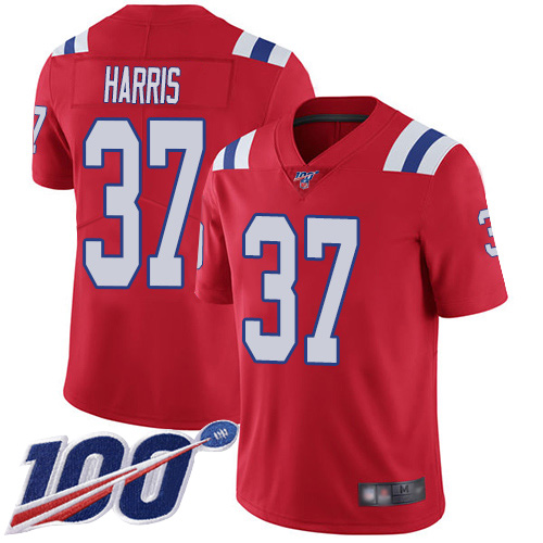 New England Patriots Football #37 100th Season Limited Red Men Damien Harris Alternate NFL Jersey